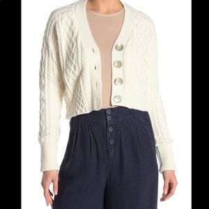 Faherty Julianne cable knit cropped cardigan